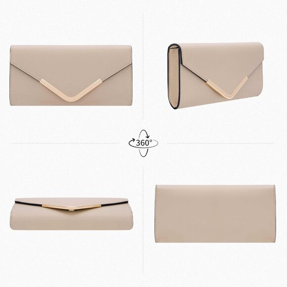 Leather 2-Piece Envelope Clutch & Wallet Set Chain Strap Evening Party Bag - Picture 7 of 7